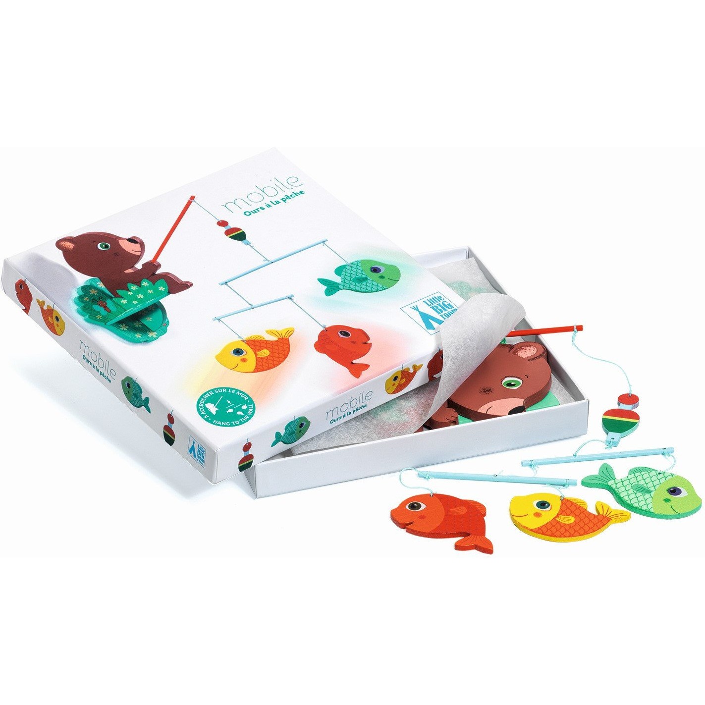 Little Big Room By Djeco Mobile décoratif en bois : Ours à la pêche