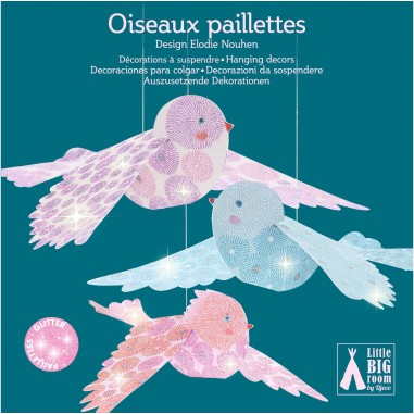 Mobile Oiseaux Paillettes à Suspendre Djeco - Little Big Room By Djeco
