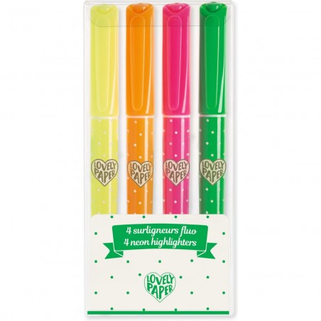 4 Surligneurs Fluo Lovely Paper - Djeco - Lovely Paper By Djeco