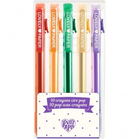 5 Crayons Cire Pop Lovely Paper - Djeco - Lovely Paper By Djeco