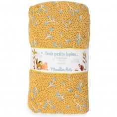 Drap housse ocre lit bébé 70 x 140 cm Trois petits lapins - Moulin Roty