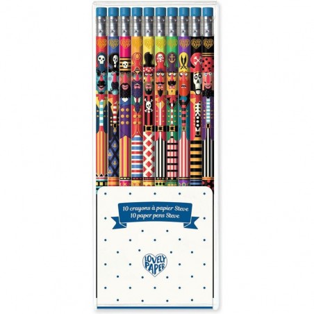 10 Crayons à papier Steve Lovely Paper - Djeco - Lovely Paper By Djeco