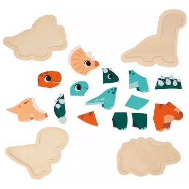 4 puzzles évolutifs en bois - Dino - Janod