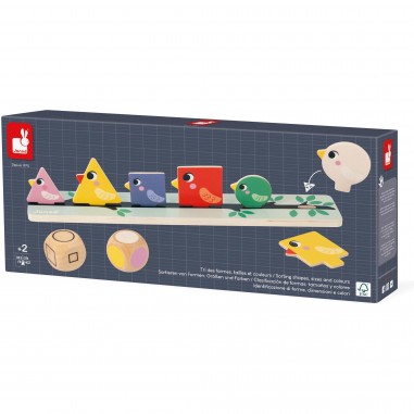 Tri des formes, couleurs et tailles Oiseaux - Jeu éducatif - Janod
