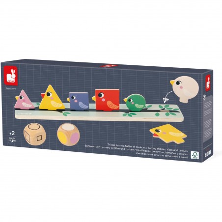 Tri des formes, couleurs et tailles Oiseaux - Jeu éducatif - Janod