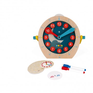 Jeu pour apprendre l'heure - Jeu éducatif en bois pour enfant - Janod