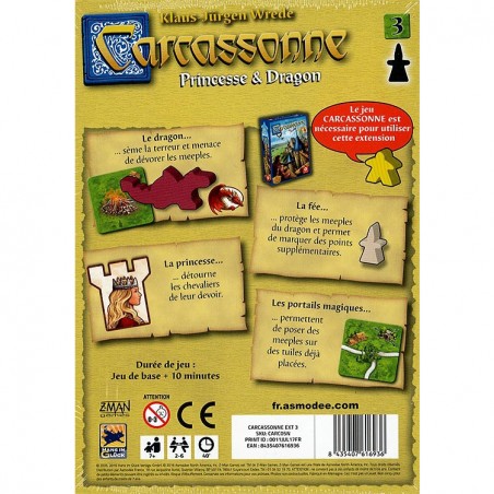 Carcassonne: Extension 3 - Princesse et Dragon - Jeu de société - Zman Games - Asmodee