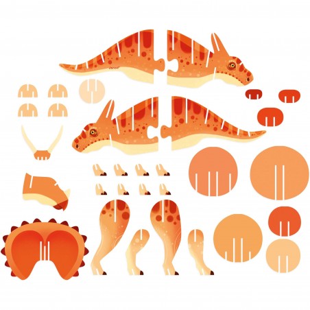 Puzzle dinosaure 3D - Tricératops, pour enfant dès 5 ans - Janod