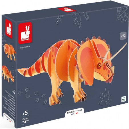 Puzzle dinosaure 3D - Tricératops, pour enfant dès 5 ans - Janod