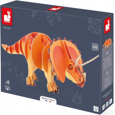 Puzzle dinosaure 3D - Tricératops, pour enfant dès 5 ans - Janod
