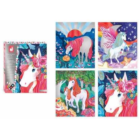 Peinture nacrée et 3D Licorne - les ateliers du calme - janod