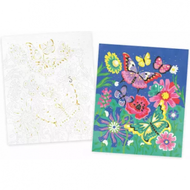 Peinture au numéro aquarelle papillons - les ateliers du calme - janod