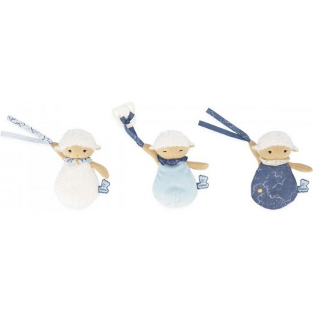 Doudous moutons pour bébé - Set de 3 attache tétines, peluches mouton - Kaloo