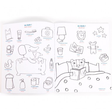 Imagier à colorier et stickers Les Popipop - Moulin Roty