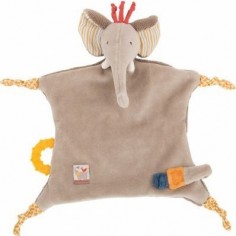 Doudou attache tétine éléphant Les Papoum - Moulin Roty