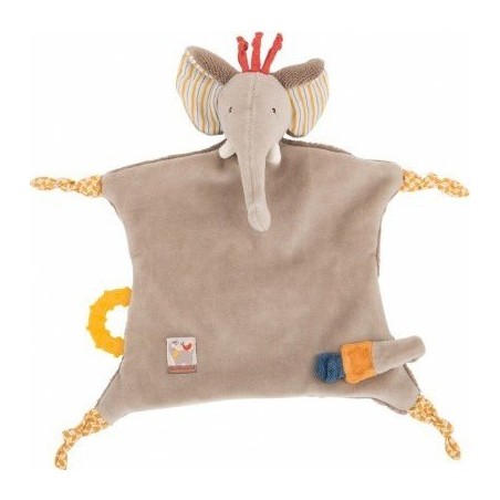 Doudou attache tétine éléphant Les Papoum