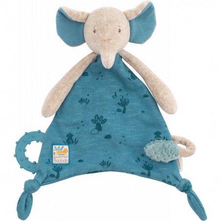 Doudou attache-tétine éléphant Sous mon baobab - Moulin Roty