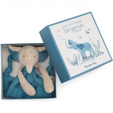 Doudou attache-tétine éléphant Sous mon baobab - Moulin Roty