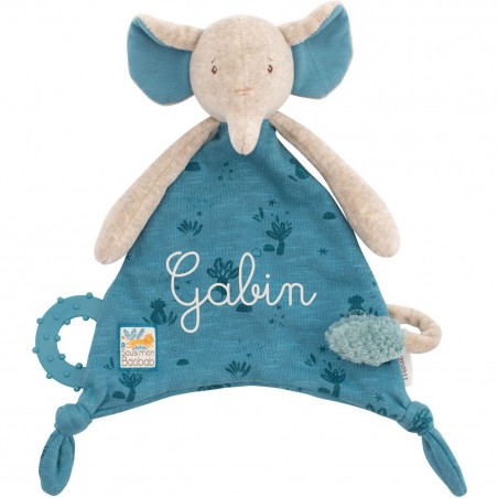 Doudou attache-tétine éléphant Sous mon baobab - Moulin Roty