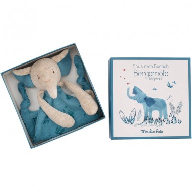 Doudou attache-tétine éléphant Sous mon baobab - Moulin Roty