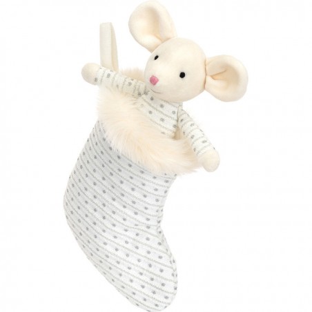 Peluche Souris dans sa chaussette de Noël blanche - Jellycat
