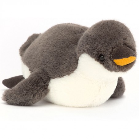 Petite peluche pingouin Skidoodle sur le ventre - Jellycat