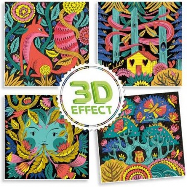 Forêt fantastique - Coloriage avec effets 3D - Djeco