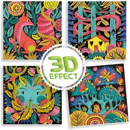 Forêt fantastique - Coloriage avec effets 3D - Djeco