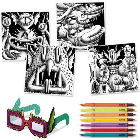 Coloriage effet 3D - Funny Freaks - un jeu - Djeco