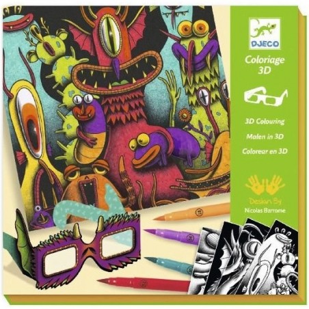 Coloriage effet 3D - Funny Freaks - un jeu - Djeco