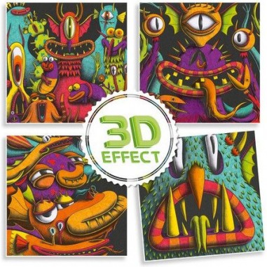 Coloriage effet 3D - Funny Freaks - un jeu - Djeco