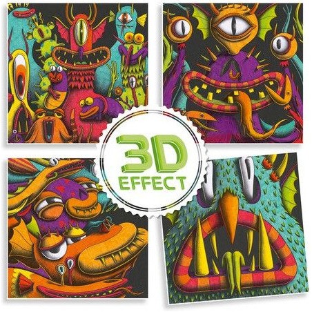 Coloriage effet 3D - Funny Freaks - un jeu - Djeco