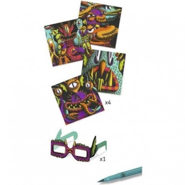 Coloriage effet 3D - Funny Freaks - un jeu - Djeco