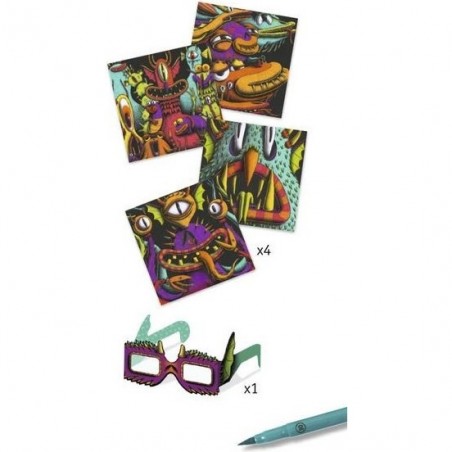 Coloriage effet 3D - Funny Freaks - un jeu - Djeco