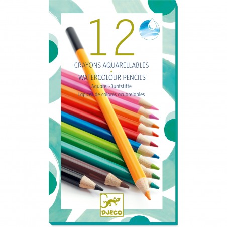 12 crayons aquarellables classique - loisirs créatifs - Djeco