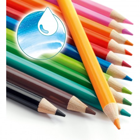 12 crayons aquarellables classique - loisirs créatifs - Djeco