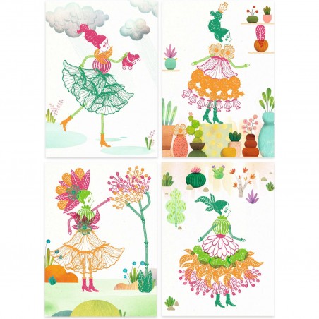 Tampons Mix and Match Flower girls - Atelier créatif - Djeco