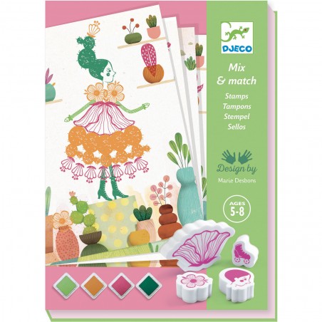 Tampons Mix and Match Flower girls - Atelier créatif - Djeco