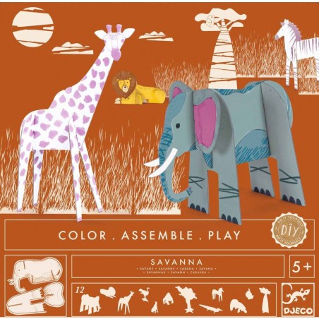 Colorie assemble et joue Diy Savane - Djeco