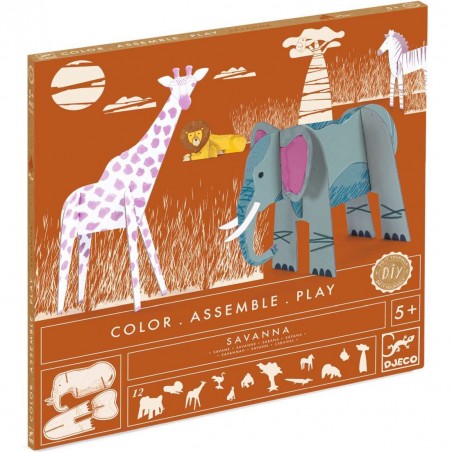 Colorie assemble et joue Diy Savane - Djeco