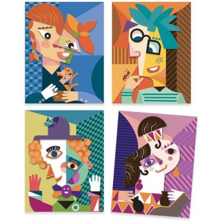 Collages et stickers inspired by : têtes au carré - Djeco