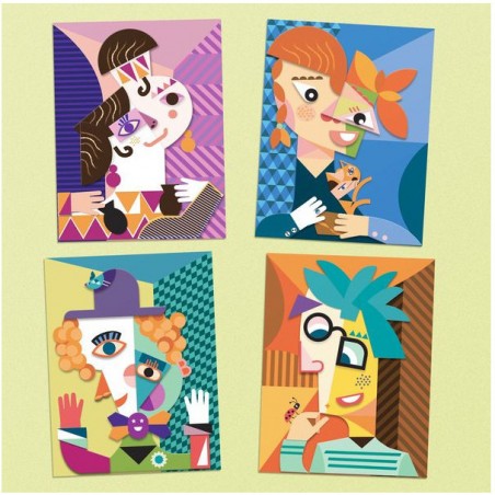 Collages et stickers inspired by : têtes au carré - Djeco