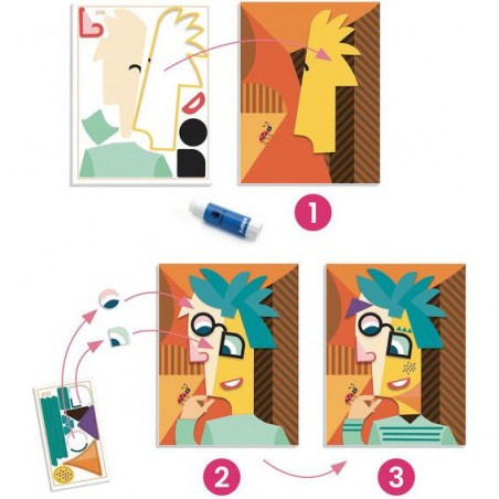 Collages et stickers inspired by : têtes au carré - Djeco