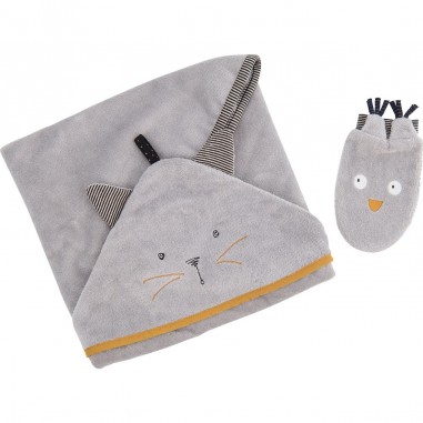 Sortie de bain grise Les moustaches