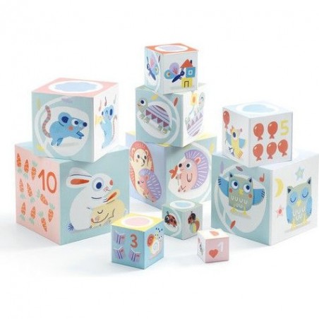 Pyramide 10 cubes cigogne : baby bloki - Djeco