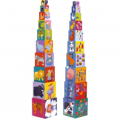 Cubes à empiler rigolos - jouet d'éveil enfant - Djeco