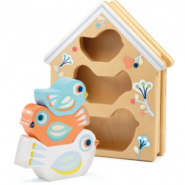 Jouet Encastrable en Bois Babybirdi Cabane Oiseaux - Djeco