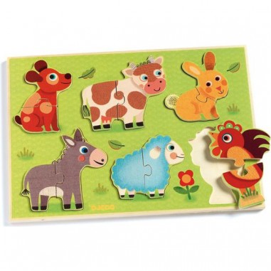 Puzzle coucou prairie - jouet d'éveil à encastrer - Djeco