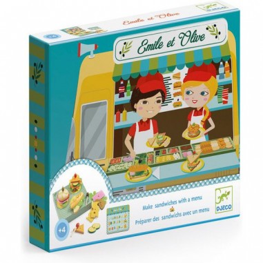 Boîte à hamburger Emile et Olive - dinette en bois - Djeco