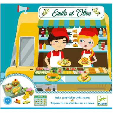 Boîte à hamburger Emile et Olive - dinette en bois - Djeco